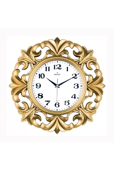 Galaxy Duvar Saati Altın Sarısı Çerçeve Çap:39.5cmx 19.5cm Akrilik Boyalı Abs Kasa Mine ürün görseli