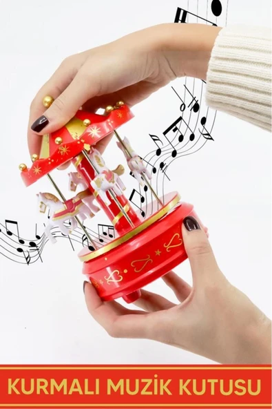 Adoil Atlı Karınca Müzik Kutusu Kırmızı - Resim 3