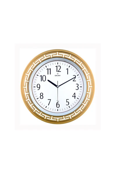 Galaxy DUVAR SAATİ ALTIN SARISI ÇERÇEVE (ÇAP:34.4CM) AKRİLİK BOYALI 2 RENK ABS KASA ürün görseli