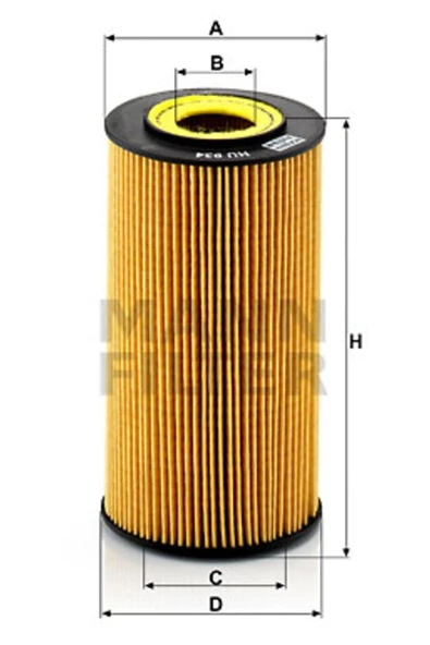 MANN YAG FILTRESI MERCEDES OM628 W211 W463 W163 W220 MANN HU934X A6281800009 ürün görseli