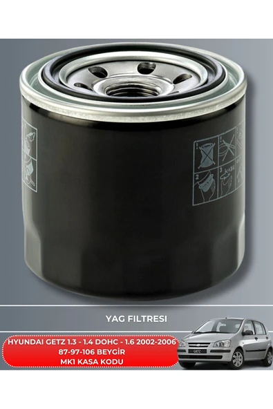 Petrol Ofisi HYUNDAI GETZ 1.3 - 1.4 DOHC - 1.6 2003-2004-2005-2006-2007-2008-2009-2010-2011 87-97-106 BAKIM SETİ - Resim 3