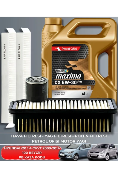 Petrol Ofisi HYUNDAI i20 1.4 CVVT 2009-2010-2011-2012-2013-2014 100 BEYGİR BAKIM SETİ ürün görseli