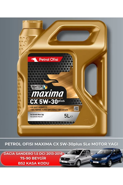 Petrol Ofisi DACIA SANDERO 1.5 DCI 2013-2014-2015-2016-2017-2018 75-90 BEYGİR FİLTRE - YAĞ BAKIM SETİ - Resim 5