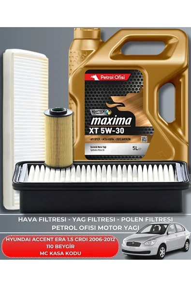 Petrol Ofisi HYUNDAI ACCENT ERA 1.5 CRDI 2006-2007-2008-2009-2010-2011-2012 110 BEYGİR BAKIM SETİ ürün görseli