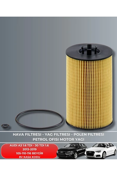 Petrol Ofisi AUDI A3 1.6 TDI 30 TDI 2013-2014-2015-2016-2017-2018-2019 105-110-116 FİLTRE YAĞ BAKIM SETİ - Resim 3