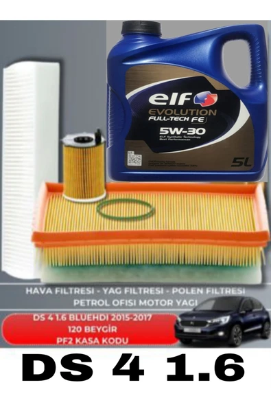 ELF DS 4 1.6 BLUEHDI 2015-2016-2017 120 BEYGİR BAKIM SETİ-ELF 5W30 5LT 2025 YAĞ ürün görseli