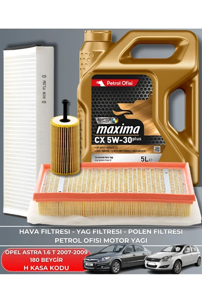 Petrol Ofisi OPEL ASTRA 1.6 T 2007-2008-2009 180 BEYGİR FİLTRE - YAG BAKIM SETİ ürün görseli
