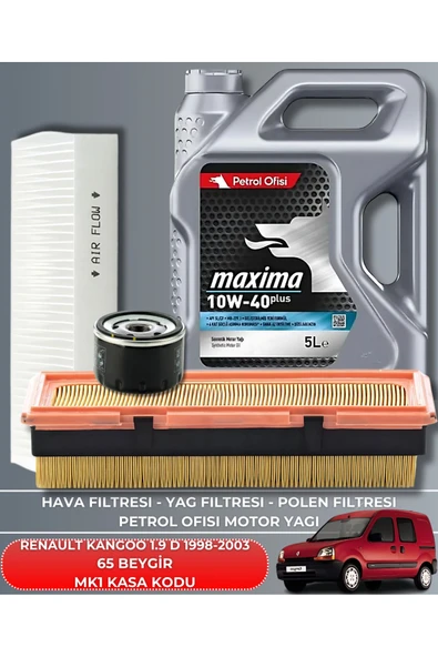 Petrol Ofisi RENAULT KANGOO 1.9 D 1998-1999-2000-2001-2002-2003 65 BEYGİR FİLTRE - YAĞ BAKIM SETİ ürün görseli