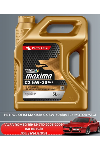 Petrol Ofisi ALFA ROMEO 159 1.9 JTD 2006-2007-2008-2009 150 BEYGİR BAKIM SETİ - Resim 5