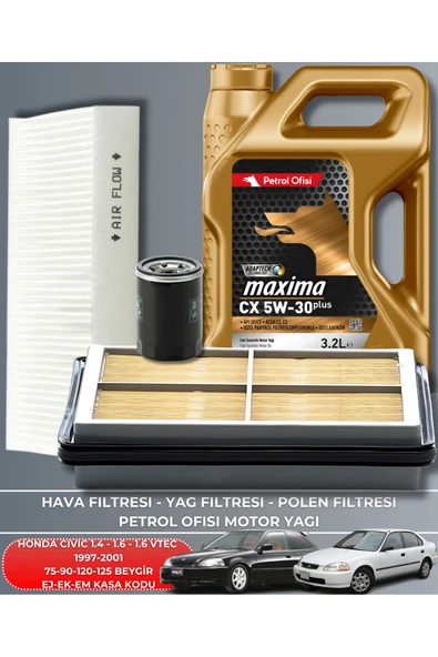 Petrol Ofisi HONDA CIVIC 1.4 - 1.6 1997-1998-1999-2000-2001 75-90-120-125 BEYGİR BAKIM SETİ ürün görseli