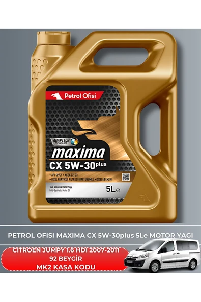 Petrol Ofisi CITROEN JUMPY 1.6 HDI EURO 4 2007-2008-2009-2010-2011 92 BEYGİR FİLTRE - YAG BAKIM SETİ - Resim 5