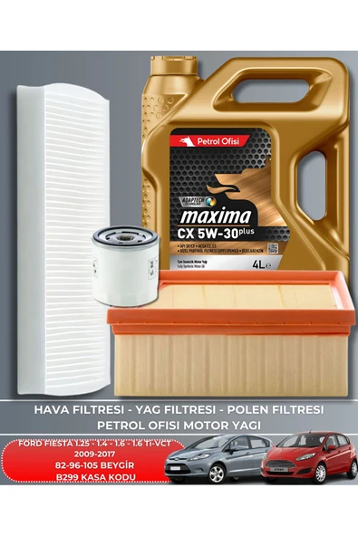 Petrol Ofisi Ford Fıesta 1.25-1.4-1.6 1.6 Ti-vctı 2009-2010-2011-2012-2013-2014-2015-2016-2017 Bakım Set Uyumlu ürün görseli