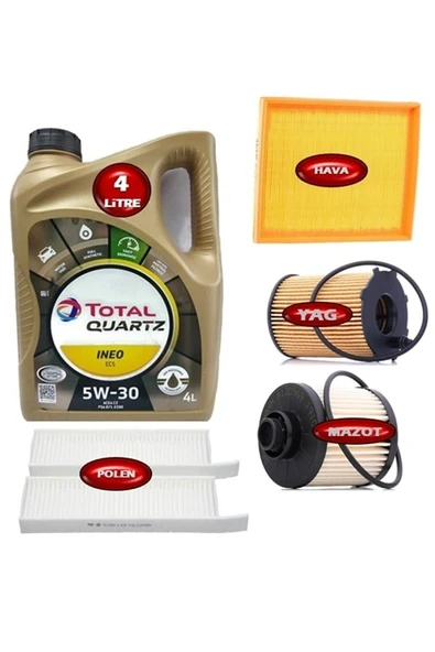 TOTAL 5w30 Ecs Partikül Yağ Filtre Ful Set Citroen 1.6 Dizel Euro 6 ürün görseli