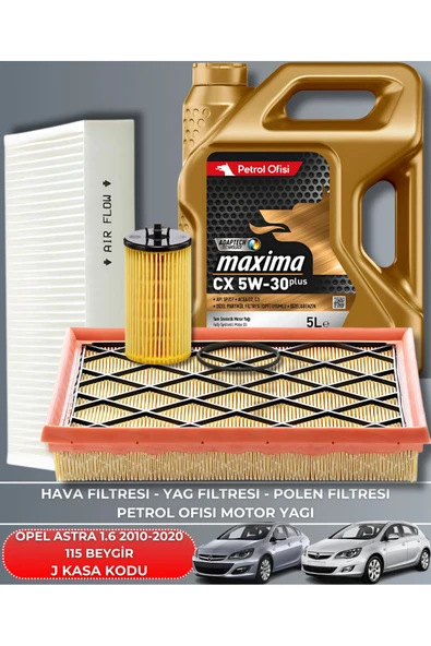 Petrol Ofisi OPEL ASTRA 1.6 2010-2011-2012-2013-2014-2015-2016-2017-2018-2019-2020 115 FİLTRE YAG BAKIM SETİ ürün görseli