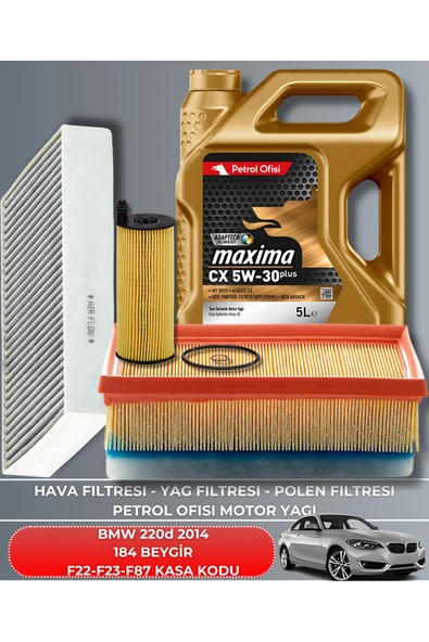 Petrol Ofisi BMW 220d 2.0 2014 184 BEYGİR FİLTRE - YAĞ BAKIM SETİ ürün görseli