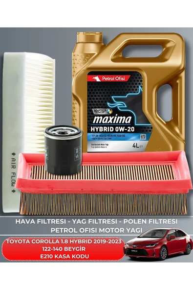 Petrol Ofisi TOYOTA COROLLA 1.8 HYBRID 2019-2020-2021-2022-2023 122-140 BEYGİR FİLTRE - YAĞ BAKIM SETİ ürün görseli