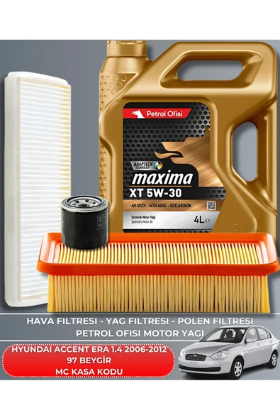 Petrol Ofisi HYUNDAI ACCENT ERA 1.4 2006-2007-2008-2009-2010-2011-2012 97 BEYGİR BAKIM SETİ ürün görseli