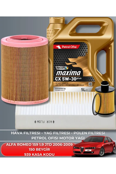 Petrol Ofisi ALFA ROMEO 159 1.9 JTD 2006-2007-2008-2009 150 BEYGİR BAKIM SETİ ürün görseli