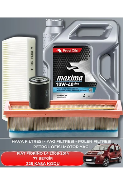 Petrol Ofisi FIAT FIORINO 1.4 2008-2009-2010-2011-2012-2013-2014 77 BEYGİR FİLTRE - YAG BAKIM SETİ ürün görseli