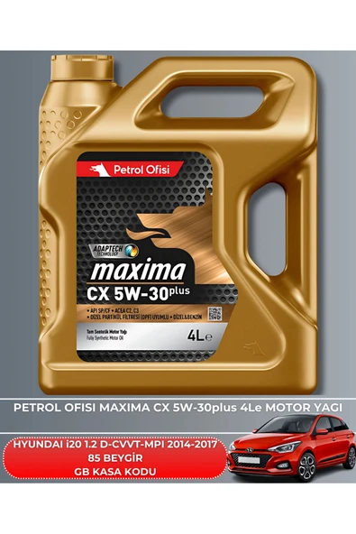 Petrol Ofisi HYUNDAI i20 1.2 D-CVVT - 1.2 MPI 2014-2015-2016-2017 120 BEYGİR BAKIM SETİ - Resim 5