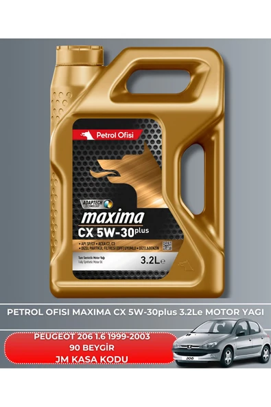 Petrol Ofisi PEUGEOT 206 1.6 1999-2000-2001-2002-2003 90 BEYGİR FİLTRE - YAG BAKIM SETİ - Resim 5