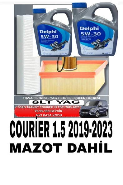 DELPHİ 5W-30 DPF 8 LT +FORD TRANSİT COURİER 1.5 TDCİ 2019-2023 BAKIM SETİ ürün görseli