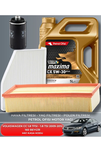 VOLKSWAGEN CC 1.8 TSI - 1.8 TFSI 2009-2010-2011-2012 160 BEYGİR FİLTRE - DELPHİ YAĞ BAKIM SETİ ürün görseli