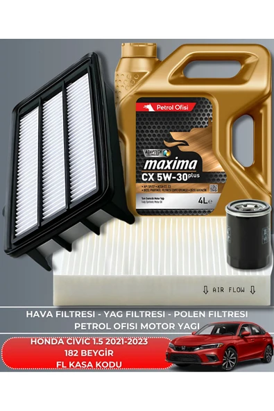 Petrol Ofisi HONDA CIVIC 1.5 VTEC 2021-2022-2023 182 BEYGİR BAKIM SETİ ürün görseli