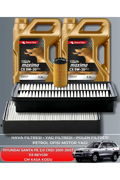 Petrol Ofisi HYUNDAI SANTA FE 2.0 CRDI 2001-2002-2003 113 BEYGİR BAKIM SETİ ürün görseli