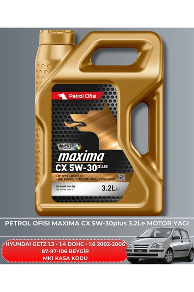 Petrol Ofisi HYUNDAI GETZ 1.3 - 1.4 DOHC - 1.6 2003-2004-2005-2006-2007-2008-2009-2010-2011 87-97-106 BAKIM SETİ - Resim 5