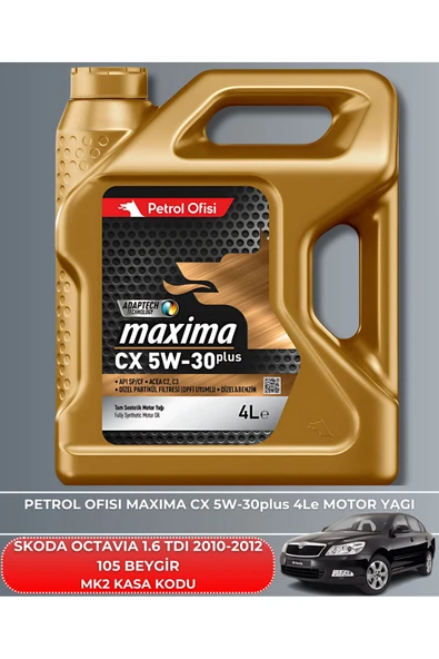 Petrol Ofisi SKODA OCTAVIA 1.6 TDI 2010-2011-2012 105 BEYGİR FİLTRE - YAĞ BAKIM SETİ - Resim 5