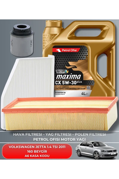Petrol Ofisi VW VOLKSWAGEN JETTA 1.4 TSI 2011 160 BEYGİR FİLTRE - YAĞ BAKIM SETİ ürün görseli