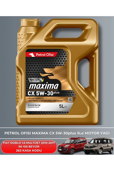 Petrol Ofisi FIAT DOBLO 1.6 MULTIJET 2010-2011-2012-2013-2014-2015-2016-2017 90-105 BEYGİR FİLTRE YAG BAKIM SETİ - Resim 5
