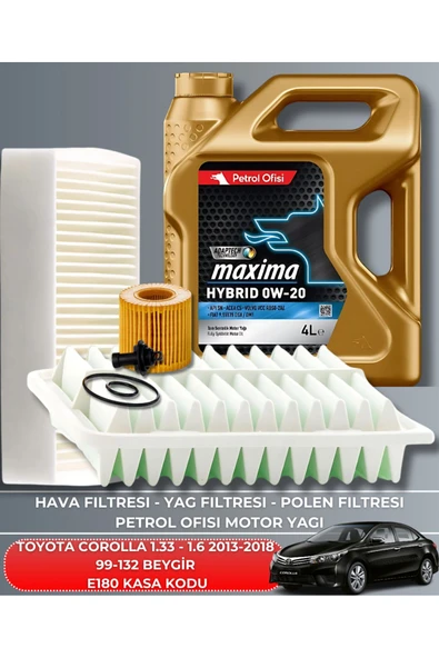 TOYOTA COROLLA 1.33 - 1.6 2013-2014-2015-2016-2017-2018 99-132 BEYGİR FİLTRE -7cd46186fc89385c18b04a4c63714f05BAKIM SETİ ürün görseli
