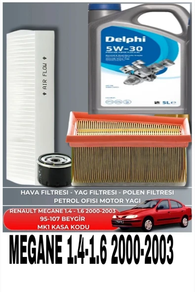 DELPHİ 5W30 5LT 2025 ÜRETİM+Renault MEGANE 1.4-1.6 2000-2003 ürün görseli