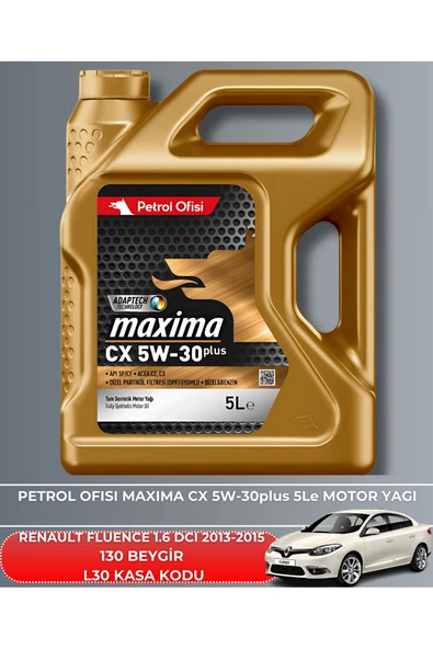 Petrol Ofisi RENAULT FLUENCE 1.6 DCI 2013-2014-2015 130 BEYGİR FİLTRE - YAĞ BAKIM SETİ - Resim 5