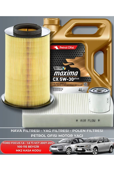 Ford Focus 1.6 - 1.6 Ti-vct 2007-2012 100-115 Filtre - DELPHİ MOTOR YAĞ GÖNDERILECEKTIR 2025 ÜRETİMYağ Bakım Seti Uyumlu ürün görseli