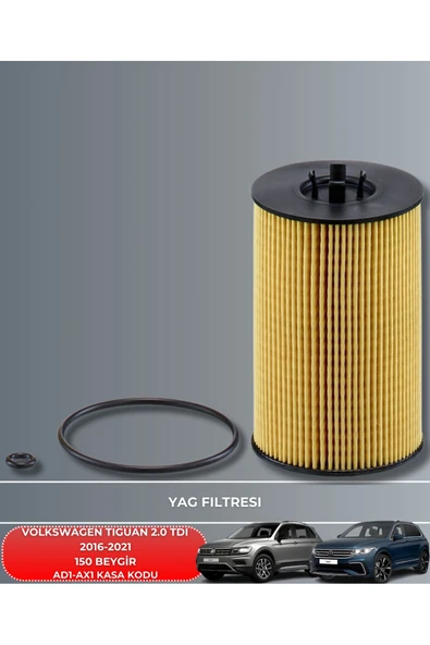 VOLKSWAGEN TIGUAN 2.0 TDI 2016-2021 150 BEYGİR FİLTRE - DELPHİ MOTOR YAĞ GÖNDERILECEKTIR 2025 ÜRETİM YAĞ BAKIM SETİ - Resim 3