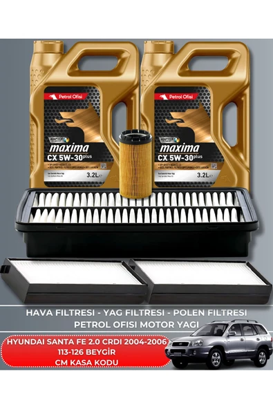 Petrol Ofisi HYUNDAI SANTA FE 2.0 CRDI 2004-2005-2006 113-126 BEYGİR BAKIM SETİ ürün görseli