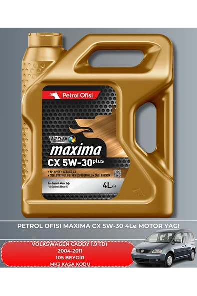 Petrol Ofisi VOLKSWAGEN CADDY 1.9 TDI 2004-2011 105 BEYGİR FİLTRE - DELPHİ MOTOR YAĞ GÖNDERILECEKTIR 2025 ÜRETİM BAKIM SETİ - Resim 5