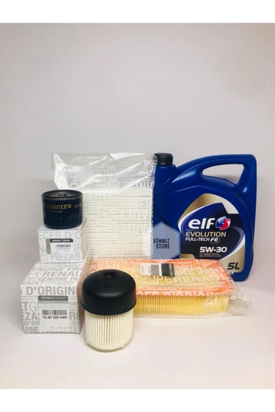 ELF Dacia Duster 1.5 Dci Filtre Bakım Seti 5w30 Motor Yağı ürün görseli
