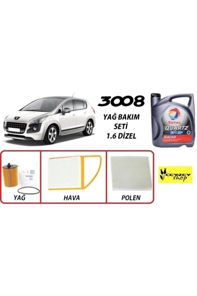 TOTAL Peugeot 3008 1.6 Dizel Yağ Bakım 4lü Set 5w30 Ecs Euro5 Uyumlu ürün görseli