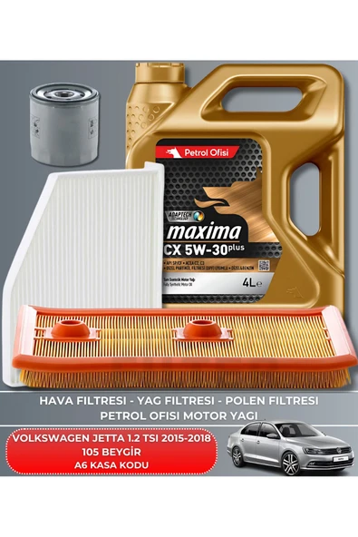 VOLKSWAGEN JETTA 1.2 TSI 2015-2018 105 BEYGİR FİLTRE - DELPHİ MOTOR YAĞ GÖNDERILECEKTIR 2025 ÜRETİM BAKIM SETİ ürün görseli