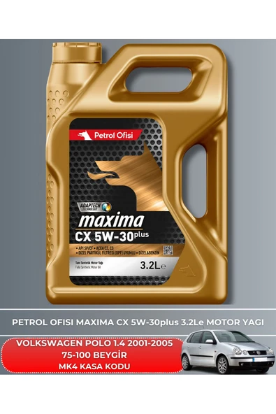 Petrol Ofisi VW VOLKSWAGEN POLO 1.4 2001-2002-2003-2004-2005 75-100 BEYGİR FİLTRE - YAĞ BAKIM SETİ - Resim 5