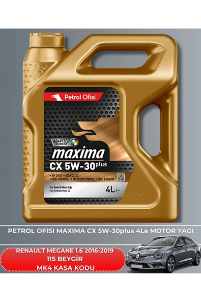 Petrol Ofisi RENAULT MEGANE 1.6 2016-2017-2018-2019 115 BEYGİR FİLTRE - YAĞ BAKIM SETİ - Resim 5