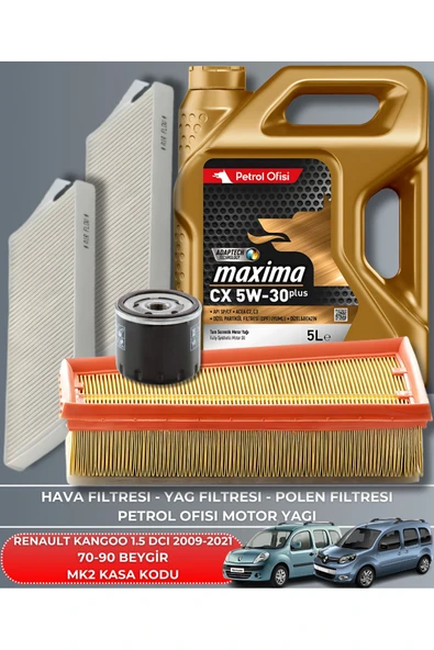 Petrol Ofisi RENAULT KANGOO 1.5 DCI 2009-2010-2011-2012-2013-2014-2015-2016-2017-2018-2019-20-21 FİLTRE YAĞ SET ürün görseli