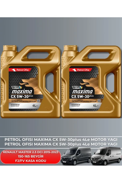 Petrol Ofisi RENAULT MASTER 2.3 DCI 2015-2016-2017-2018-2019-2020-2021-2022-2023 150-165 FİLTRE - YAĞ BAKIM SETİ - Resim 5