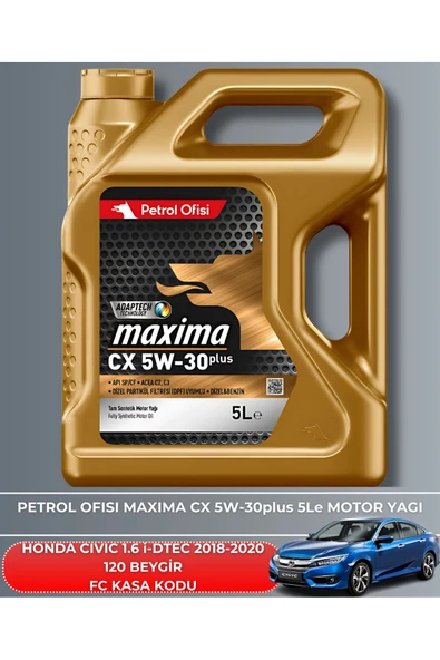 Petrol Ofisi HONDA CIVIC 1.6 i-DTEC 2018-2019-2020 120 BEYGİR BAKIM SETİ - Resim 5