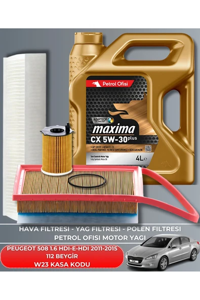 Petrol Ofisi PEUGEOT 508 1.6 HDI - E-HDI 2011-2012-2013-2014-2015 112-115 BEYGİR BAKIM SET ürün görseli