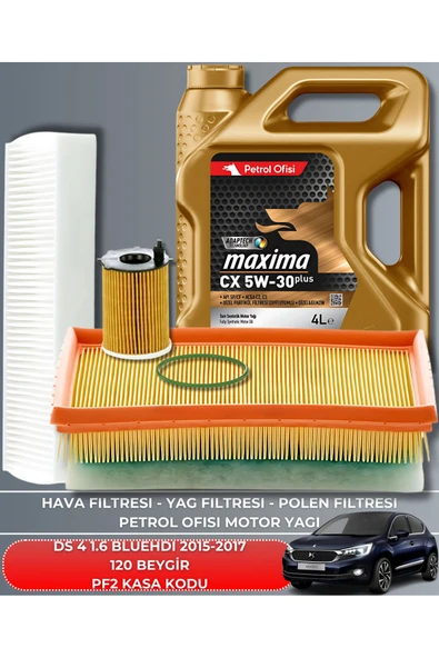 Petrol Ofisi DS 4 1.6 BLUEHDI 2015-2016-2017 120 BEYGİR BAKIM SETİ ürün görseli